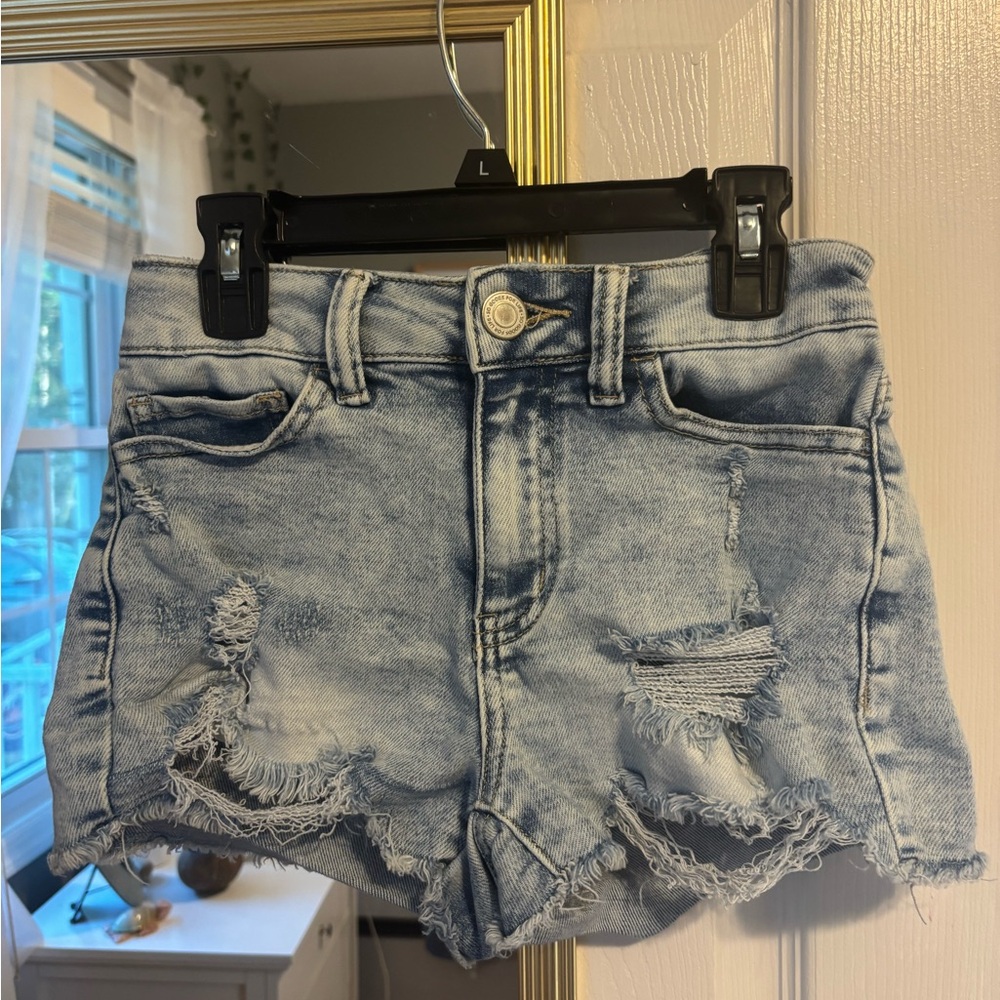 SO Light Blue Distressed Jean Shorts